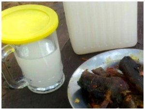 Udi palm wine and bush meat at Aneke Achime