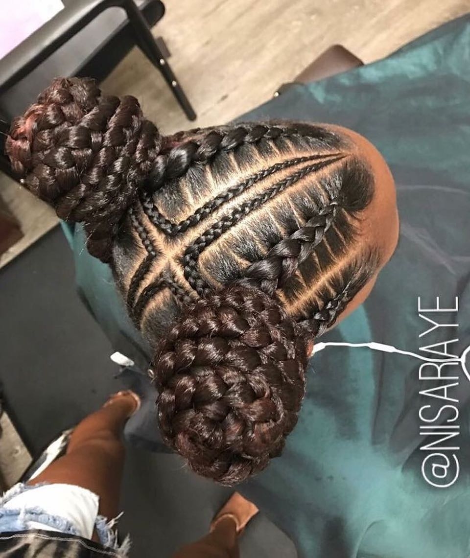 Braided Hairstyle Ideas Black Girl Buns Click042