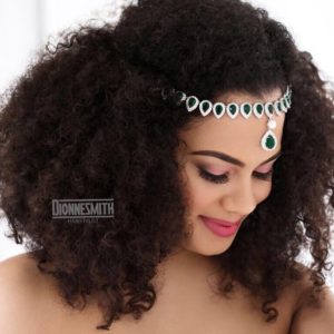 Natural curly wedding hair with jewel