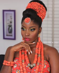 beautiful traditional wedding hairstyle, updo wrapped with bead