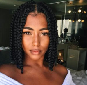 black woman wearing gorgeous chunky bob box braids