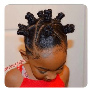 Little black girl with beautiful twisted bantu knots style