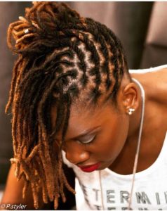 Medium length dreadlocks with a touch of brown