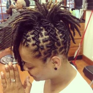 Braided locs on mix color... black and brown.