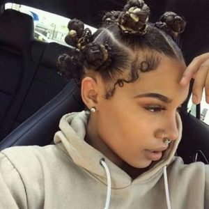 black women with ombre hair twisted into bantu knots