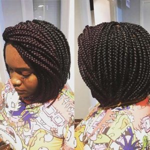 black women in braided bob hairstyle