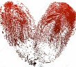 Bloody fingerprints form a heart shape