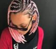 woman wearing pink chunky bob box braids
