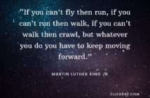 “If you can't fly then run, if you can't run then walk, if you can't walk then crawl, but whatever you do you have to keep moving forward.” Martin Luther King Jr. quotes
